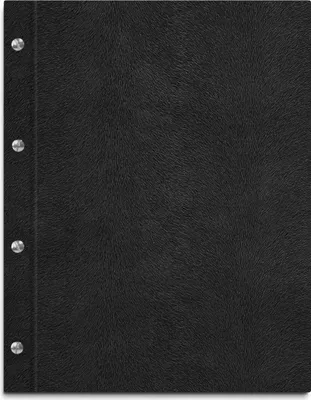 Produktbild von Dokumentenmappe im schwarzen Einband in Felloptik, ohne Beschriftung – handgefertigte Mappe inkl. 12 Sichthüllen