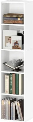 Produktbild von Bücherregal, 5 Fächer, verstellbare Regale, Holz, 30 x 24 x 133,5 cm, Weiß
