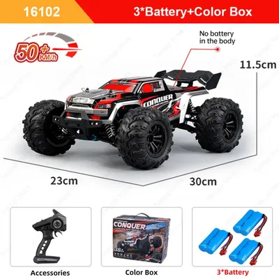 Produktbild von Ferngesteuertes RC-Auto - 16102 Pro Geländewagen - Maßstab 1:16 - 70 km/h - Allradantrieb - LED-Licht - 120 m Reichweite - Rot