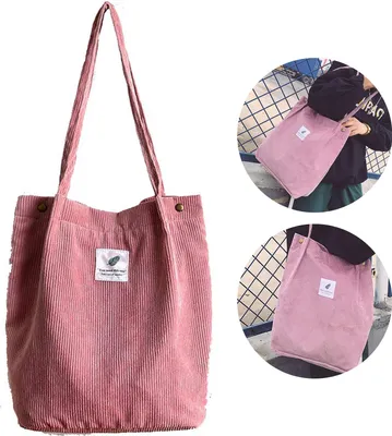 Produktbild von STILVORA Damen Kord Schultertasche, Rosa - Weiches Kordstoff Material, Leicht & Tragbar, Elegante Tote Bag für Uni, Arbeit & Freizeit