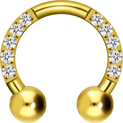 Produktbild von Ohrpiercing, Nasenpiercing, Septum Piercing Titan Hufeisenring EINGEFASSTE KRISTALLE Gold Innendurchmesser: 8 mm