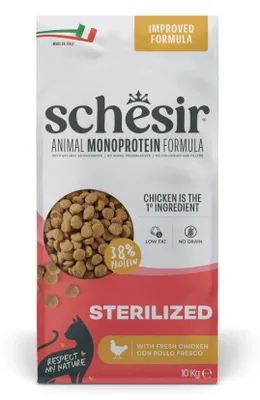 Obrázok produktu pre Schesir Monoproteínové sterilizované kuracie suché krmivo pre mačky 10 kg