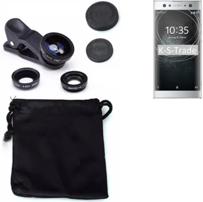 Produktbild von K-S-Trade Smartphone Kamera Linsen Set Kompatibel mit Sony Xperia XA2 Ultra 3in1 Clip-On Kamera Adapter Macro Weitwinkel FishEye Fischauge Objektiv