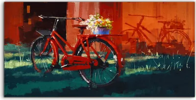 Produktbild von Coloray Spritzschutz aus Glas 140x70  Wandkunst Küchenrückwand Foto Bild Eimer Blume Fahrrad Vintage