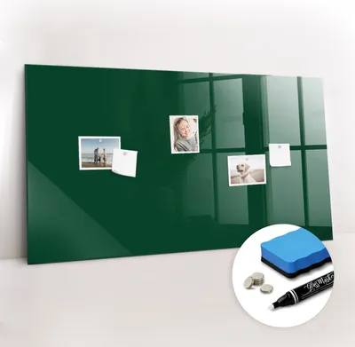 Produktbild von Magnetpinnwand Memoboard - Zubehörsatz - Weißer Marker + Schwamm + Magnete - 120 x 60 cm - Farbe flaschengrün