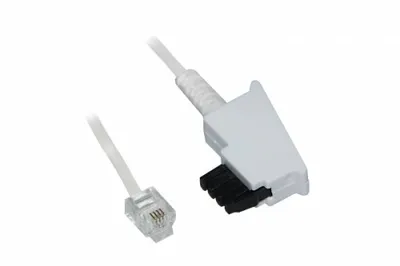 Produktbild von Goobay TAE-F-Anschlusskabel (Universal-Pin Out), 15 m, Weiß - TAE-F-Stecker > RJ11/RJ14-Stecker (6P4C)