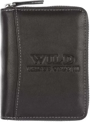 Produktbild von WILD Herren Echt Leder Geldbörse Herrenportemonnaie mit Reißverschluss Schwarz