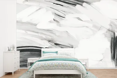 Produktbild von MuchoWow® Fototapete für Wohnzimmer oder Schlafzimmer Wandtapete Vinyl Motivtapete Schwarz - Weiß - Grau - Abstrakt - 360x240 cm - Vinyl-Tapete