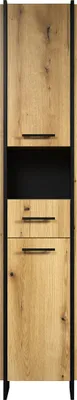 Produktbild von trendteam Bad Hochschrank, Safiya Evoke Oak Melamin/Schwarz, B/H/T ca. 37/190/31 cm
