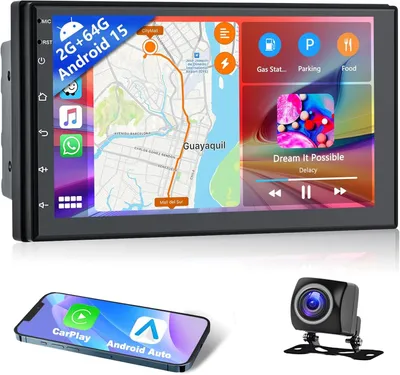 Image de Autoradio Android 13 2 DIN, écran tactile de 7 pouces avec GPS, Wi-Fi et caméra de recul