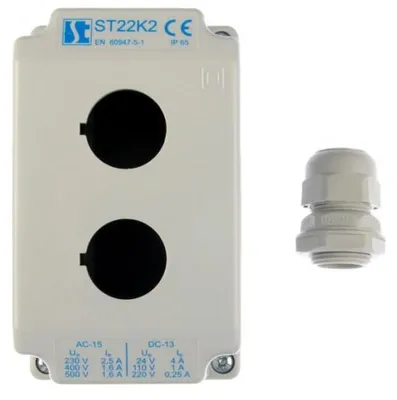 Immagine prodotto di Contenitore per cassette, 2 fori, 22 mm, grigio, grado di protezione IP65, modello ST22K200