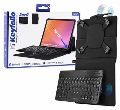 Zdjęcie produktu dla Klawiatura Bluetooth na magnes Etui do tabletów 10-11" Podstawka Zestaw 3w1 / TABKBMAG11