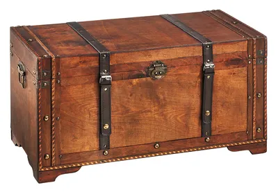 Obrázek produktu pro Truhla Kobolo truhla na poklady dřevěná truhla TROVE 70x35x38 cm s kovovými detaily a zapínáním z Imitace kůže | úložná truhla dekorativní truhla vintage prádelní truhla