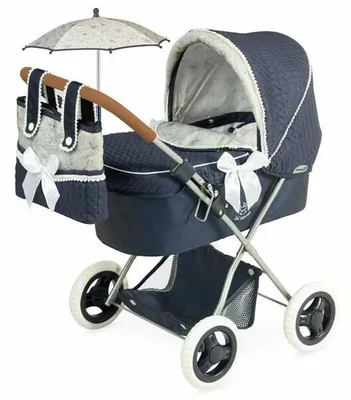 Klappbarer Puppenwagen mit Sonnenschirm, 38x65x60 cm