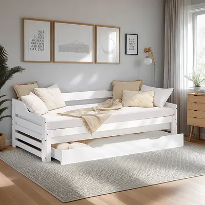 Obrázek produktu pro Homestyle4u denní rozkládací postel 90x200 cm se 2 matracemi
