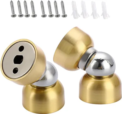 Obrázek produktu pro Nerezový držák na dveře - magnetická zarážka na zeď - sada 2 kusů - zlatá.