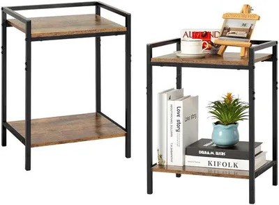 Immagine prodotto di Tavolino rustico - Set da 2 - marrone - 40 cm