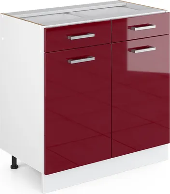 Obrázok produktu pre Kuchynská spodná skrinka Vicco R-Line, 80 cm bez pracovnej dosky, Bordeaux vysoký lesk/biela