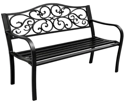 Obrázok produktu pre LEAN 29323 Kovová záhradná lavica 127 × 60 × 89 cm, čierna