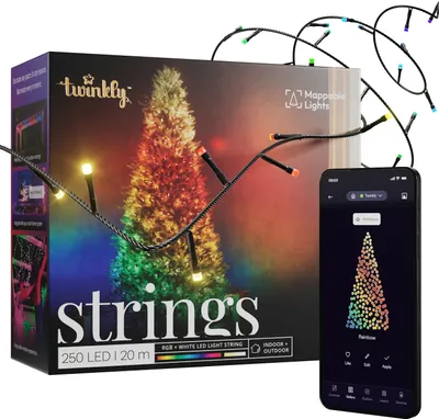 Zdjęcie produktu dla Twinkly Strings 250 RGBW LED, sznur, czarny przewód, 20 m, IP44