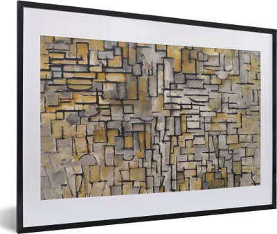 Produktbild von MuchoWow® Gerahmtes Poster Mondrian - Kunst - Alte Meister 60x40 cm - Poster mit Schwarzem Bilderrahmen Wandposter Rahmen Foto Bilder - Schlafzimmer - Plakat in Rahmen - Drucken