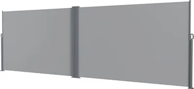 Produktbild von Faziango Seitenmarkise 600 x 180 cm Ausziehbar Windschutz, Sichtschutz für Balkon & Terrasse, Seitenrollo mit Wandhalterung Sonnenschutz - Grau Markise