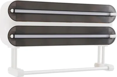 Immagine prodotto di Dispenser a parete - portarotolo 3 in 1 - dispenser per alluminio e film aggrappante - portarotolo da cucina - 2 ganci - ≤15×28,5 cm - ABS + alluminio - bronzo