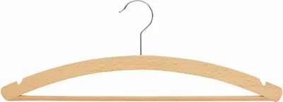Produktbild von Holz-Kleiderbgel mit Steg 42 cm 3er-Pack mit Steg und Rockkerben