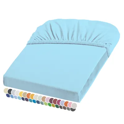 Produktbild von liebling Elasthan Spannbetttuch 90x200 bis 100-220 cm, mit Rundumgummizug, faltenfrei & atmungsaktiv, Matratzen bis 26 cm Höhe, himmelblau