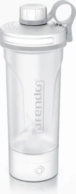 Produktbild von Arendo Protein Shaker elektrisch, Eiweißshaker 700 ml, verschließbar, spülmaschinengeeignet, Mixbecher, Tragegriff, BPA-frei, für unterwegs, Yoga, Finess, Sport, weiß