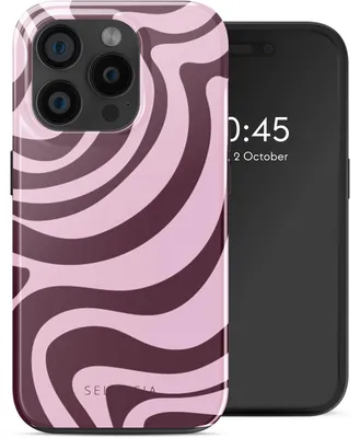 Imagen del producto de Cubierta trasera Vivid con MagSafe para Apple iPhone 15 Pro - Wavy Swirl Pink Plum