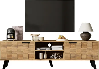 Produktbild von Moderner TV-Schrank mit 2 Türen und 2 offenen Fächern – 160,5 x 35,5 x 45 cm