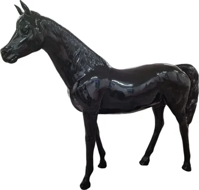Produktbild von Casa Padrino Luxus Deko Skulptur Pferd Schwarz 220 x H. 195 cm - Riesige Gartenskulptur - Lebensgroße Skulptur - XXL Deko Skulptur - XXL Deko Figur - XXL Tierfigur - Luxus Deko Tierfigur