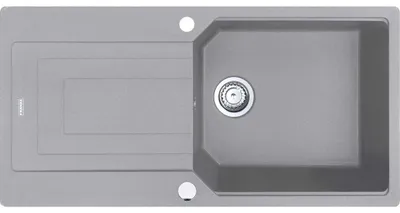 Produktbild von Franke Spüle URBAN UBG 611-100 in STEINGRAU mit Excenterbedienung Drehknopf Edelstahl / Ausschnittmaß 980 x 480 mm / Granitspüle