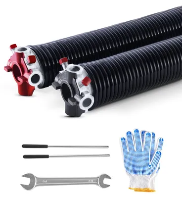 Produktbild von VEVOR Garagentor Torsionsfedern, Paar von 0,234 x 2 x 28 Zoll, 16000 Zyklen, elektrophoretisch schwarz beschichtet für den Austausch, Garagentorfedern mit rutschfesten Wickelstangen, Handschuhen und Montageschlüssel, 0.234x2x28 Zoll