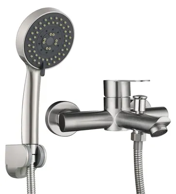 Produktbild von Badewannenarmatur Brausegarnitur Wannenarmatur - Einhebelmischer - 1,5 m Brauseschlauch - Gebürstetes Nickel - Edelstahl