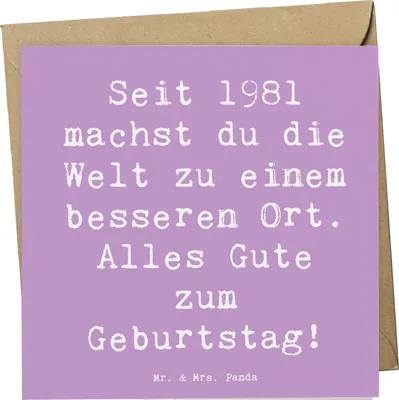 Produktbild von Mr. & Mrs. Panda Grußkarte Spruch 1981 Geburtstag - Lavendeltraum - Geschenk, Glückwunschkarte, faltkarte, Geburtstagsgeschenk, Alter, seit, Happy Birthday, doppelkarte