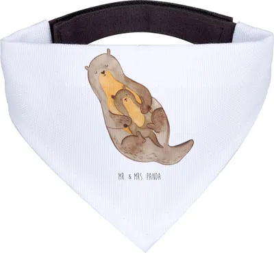 Produktbild von Mr. & Mrs. Panda Dreieckstuch Otter Kind - Weiß - Geschenk, Mutter, Bandana, Hunde Tuch, Halstuch für Hund, Hundehalstuch, Familie, Baby, Mama, Geburt