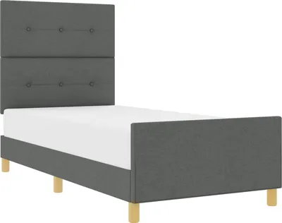 Zdjęcie produktu dla vidaXL Rama łóżka z zagłówkiem ciemnoszara 80 x 200 cm tkanina