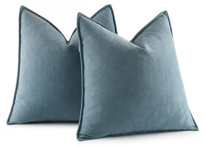Productafbeelding van Set van 2 kussenhoezen, 40x40 cm, blauw-grijs, chenille. Sofa-kussens, decoratieve kussens