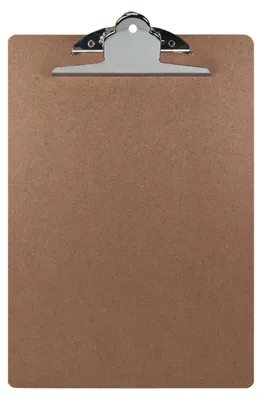 Produktbild von 6 Stück Klemmbrett A4 aus MDF-Platte, 23x33x0,3 cm, mit silbernem Metallclip