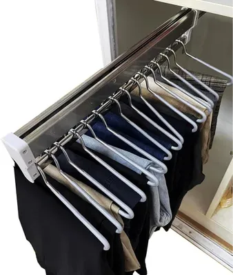 Productafbeelding van Uitschuifbare kledingstang met 2 glijdende tracks - Trek kast staaf verstelbare 30-80cm kledingkast rail - 600mm