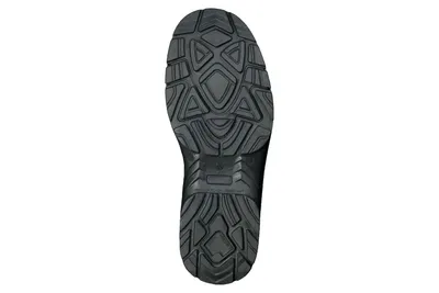 The sole of a black boot is shown against a white background.