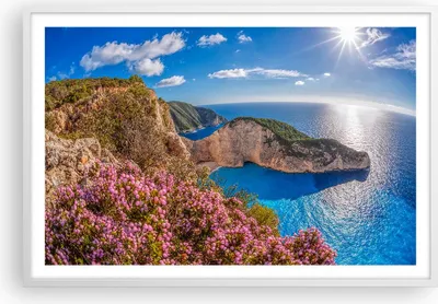 Produktbild von Gerahmtes Poster - Weißer Rahmen - Meer Sommer Blume - 91,5x61 cm - Wand Bild - Wanddeko - Wandbilder - Kunstposter - Wandposter - Bilderrahmen - Bilder - Kunstdruck - Wandbild - P2WAA91x61-3741