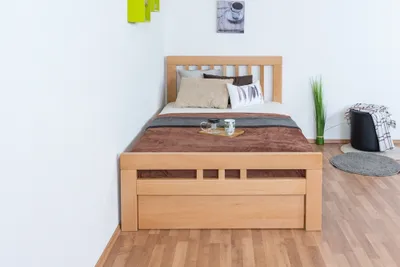 Produktbild von Einzelbett / Gästebett "Easy Premium Line" K8 inkl. 1 Abdeckblende, 120 x 200 cm Buche Vollholz massiv Natur