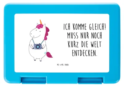 Produktbild von Mr. & Mrs. Panda Essensbox Einhorn Fotograf - Weiß - Geschenk, Bentobox, Reise, Einhörner, Urlaub, Unicorn, Snackbox, Brotzeitdose, Bento Box, Reisen, Lunchbox