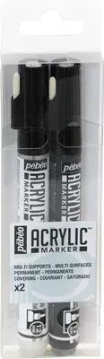Image de Duo de marqueurs à base d'acrylique à pointe fine - noir et blanc