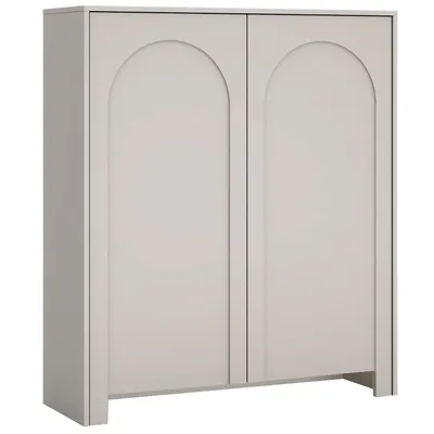 Produktbild von BEAUTYSOFA | Highboard AMARO 119 cm Kaschmir, Kommode mit 2 Türen, Push-to-Open, geriffelte MDF-Fronten, moderner Hochschrank für Wohnzimmer