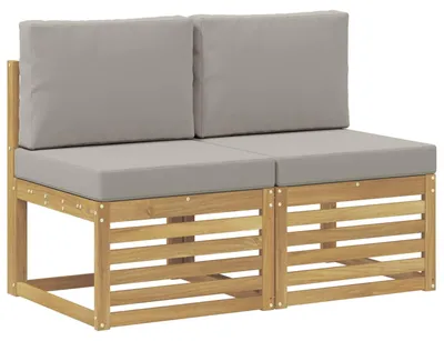 Produktbild von vidaXL 2 Stück Outdoor Mittelsofa Massivholz Akazie Weiß