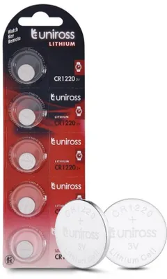 Image de Uniross U5CR1220, Piles jetables, CR1220, Lithium, 3 V, 5 pièces, Argent